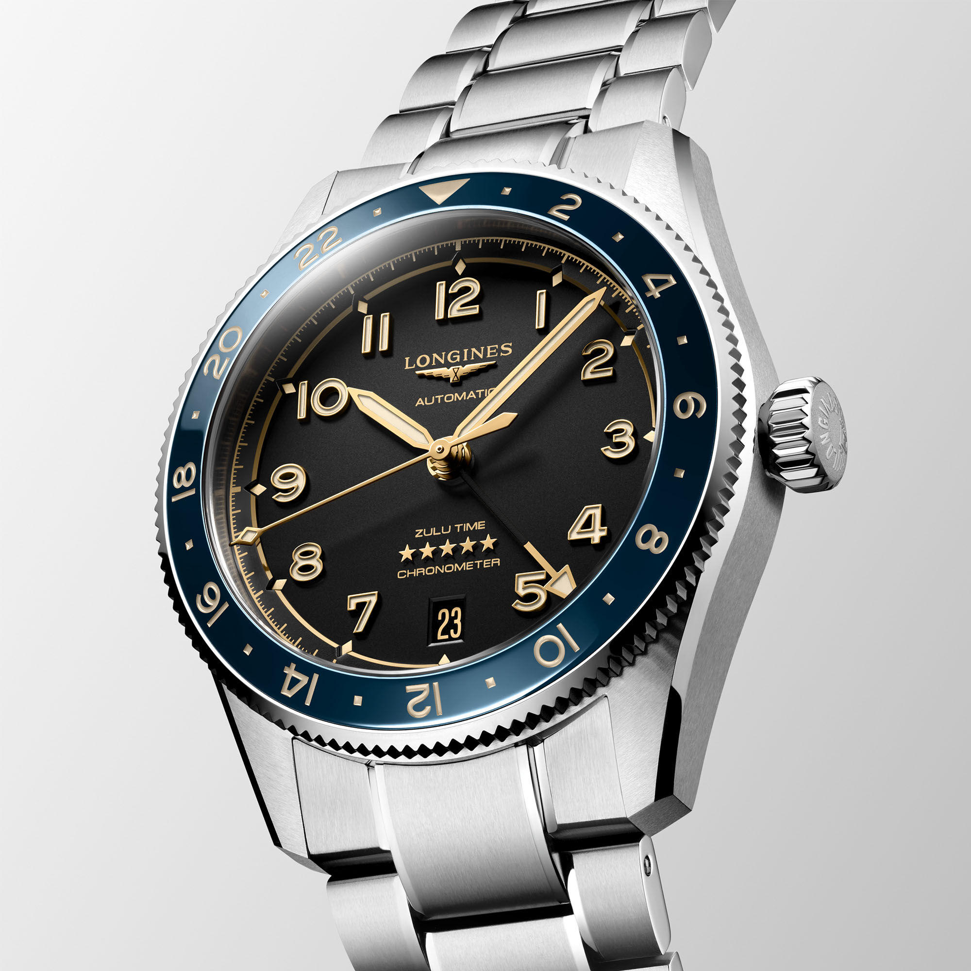 Longines Spirit Zulu Time Automatic GMT 39 mm Stainless Steel